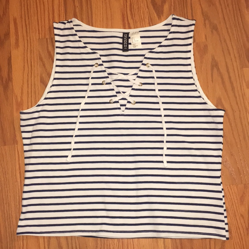 Navy Blue and White Striped H&M Tank Top